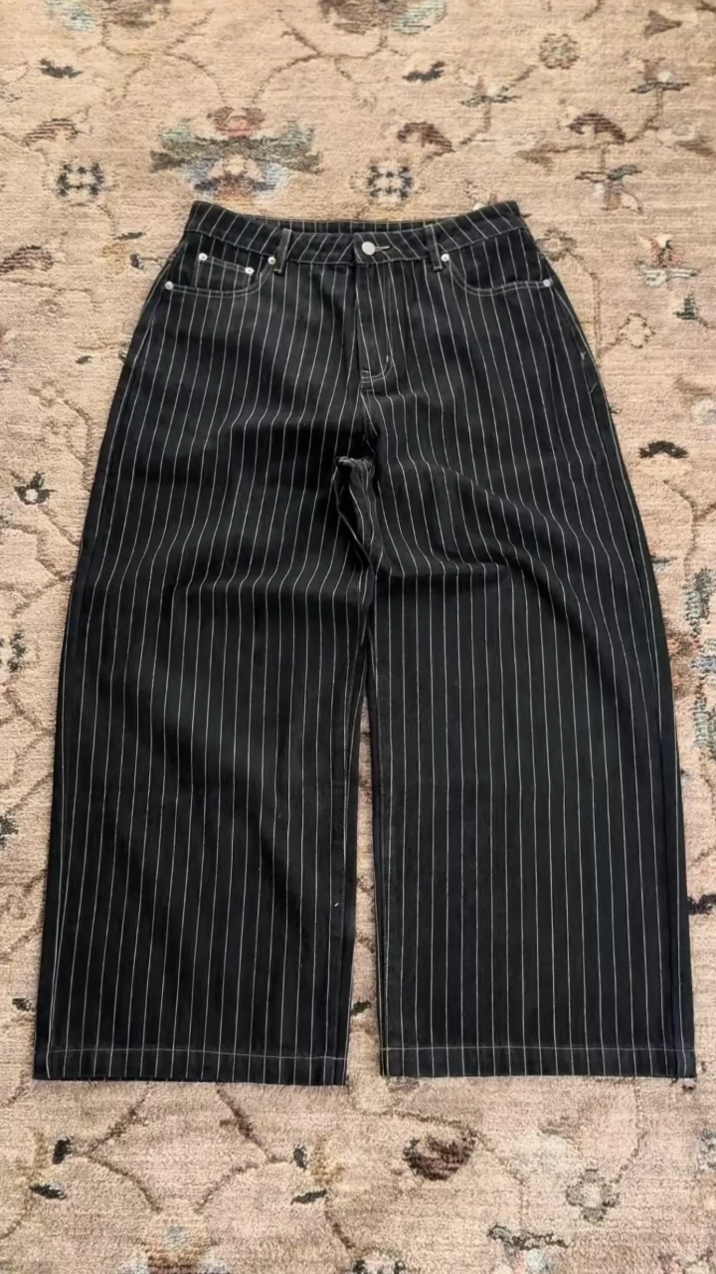 PINSTRIPE WIDE LEG DENIM