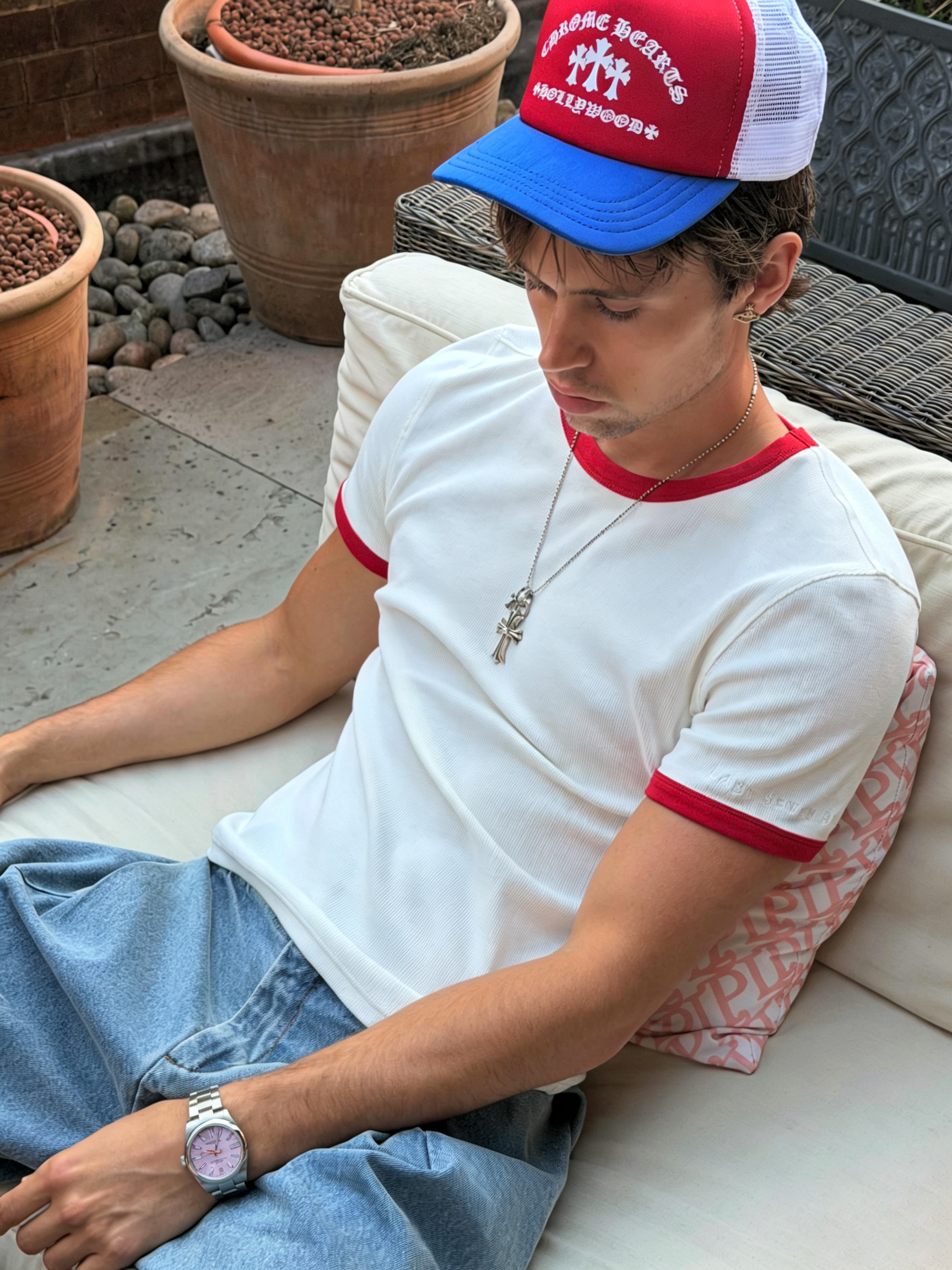 Men’s Classic Ringer Short Sleeve Tee | Contrast Rib Collar Waffle Knit T-Shirt