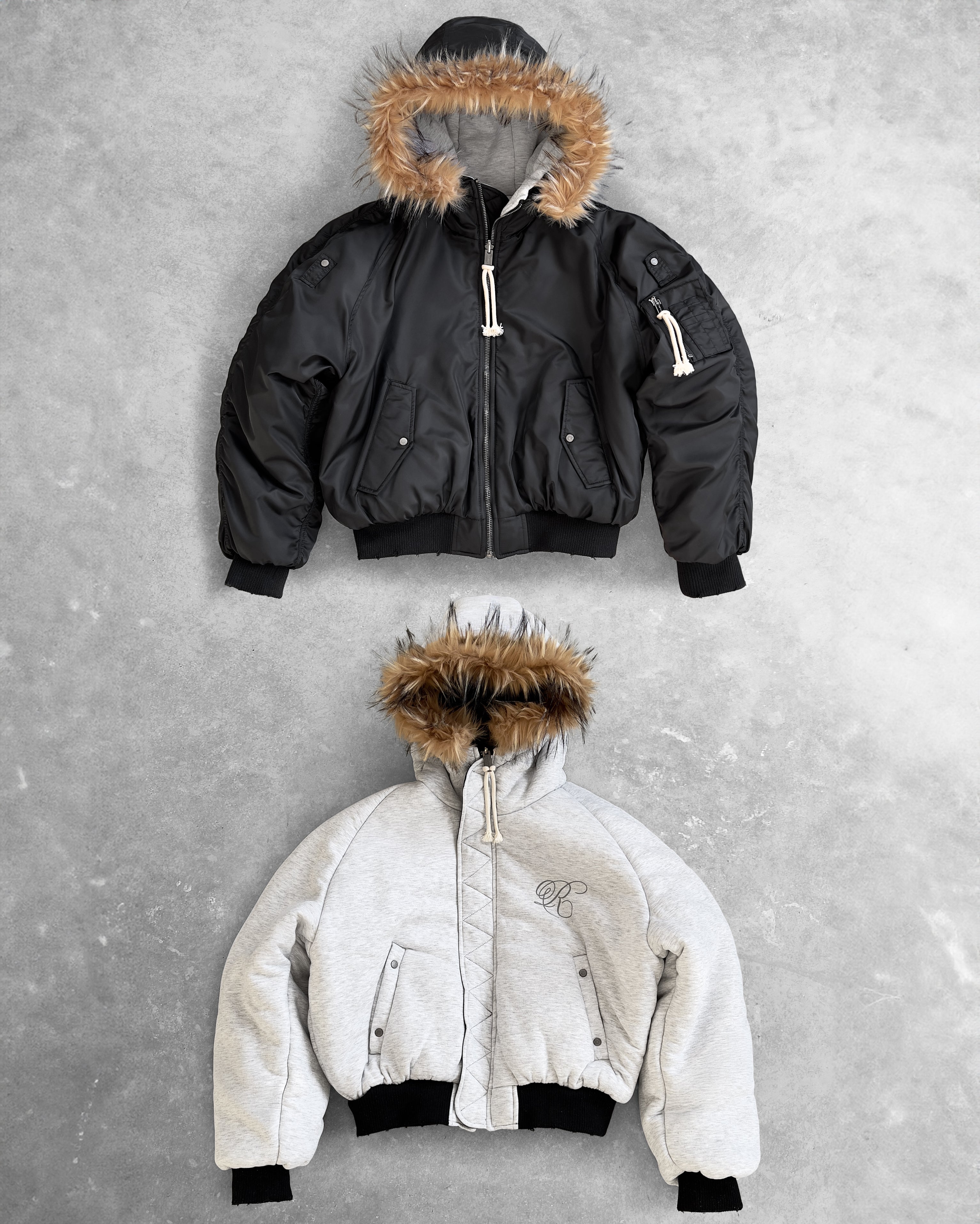 REAVEN BLACK FUR BOMBER JACKET