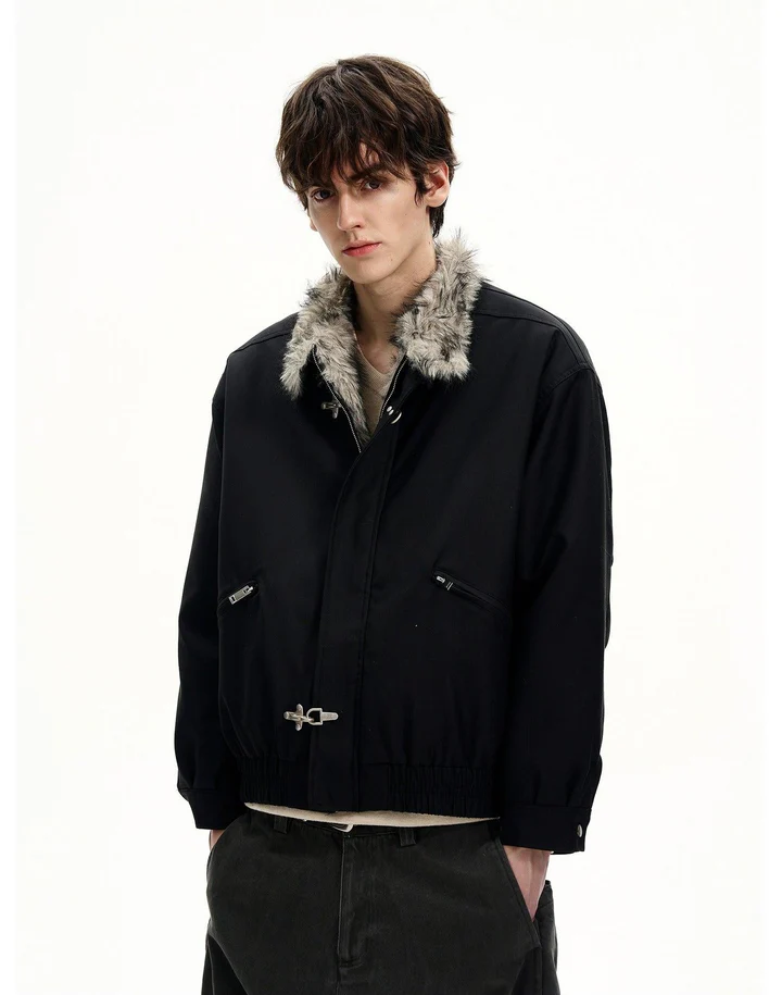 FURRY COLLAR FIREMAN CLASP JACKET