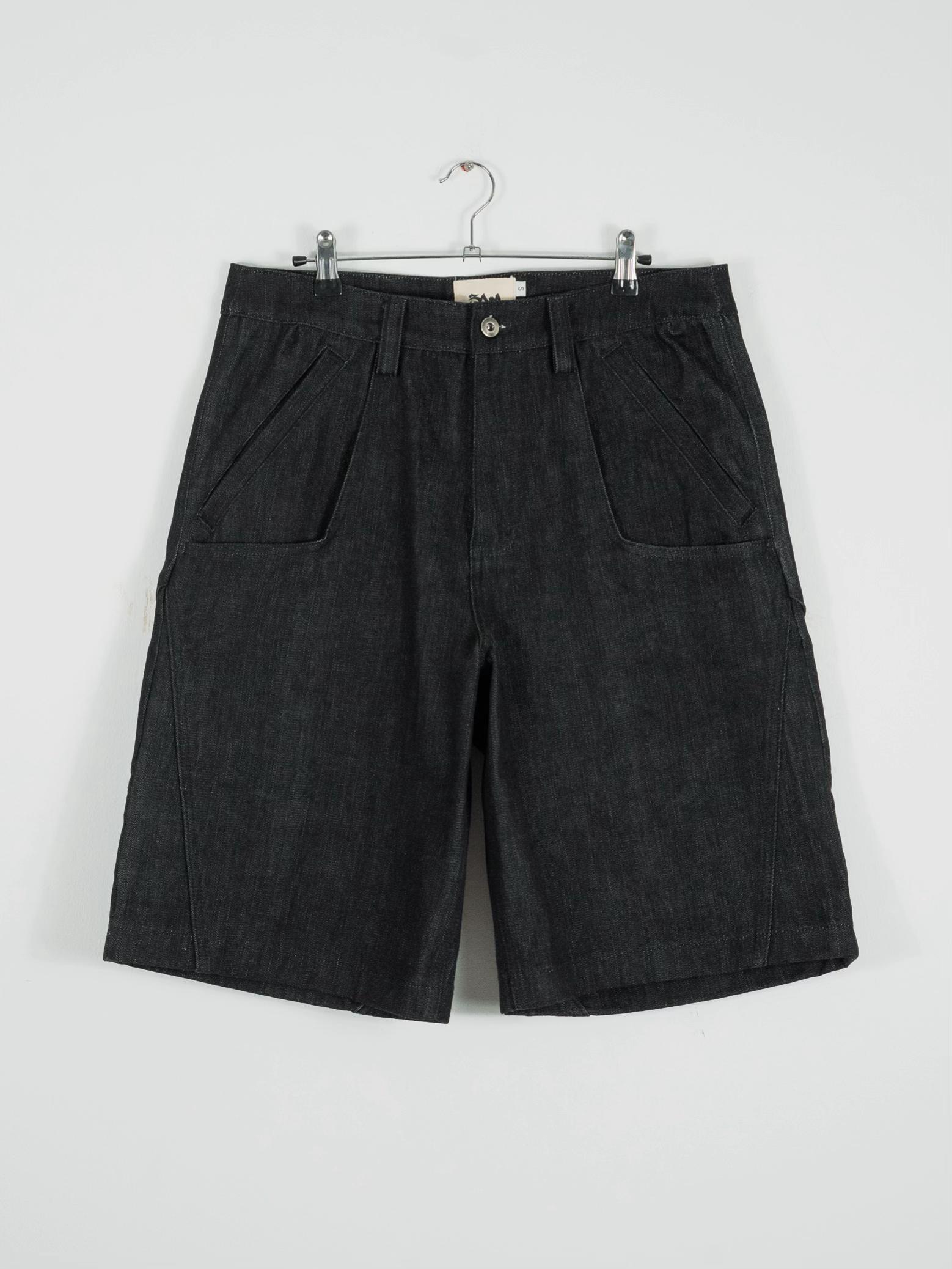 Black Wide Fit Denim Bermuda Shorts