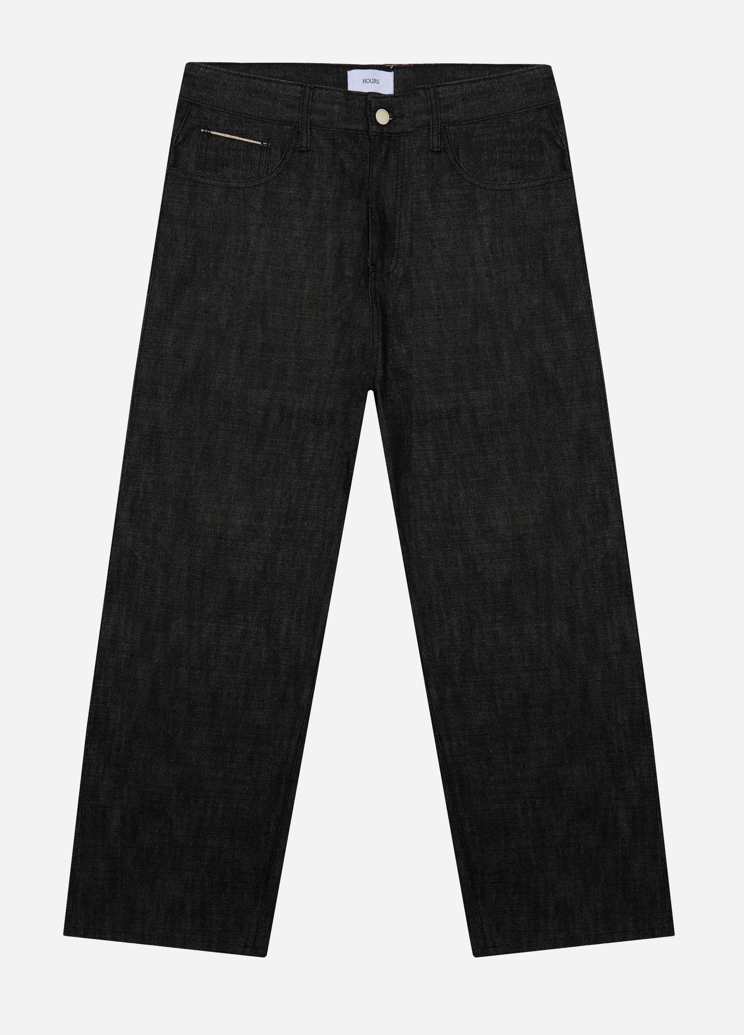 Black Loose Raw Denim Jeans