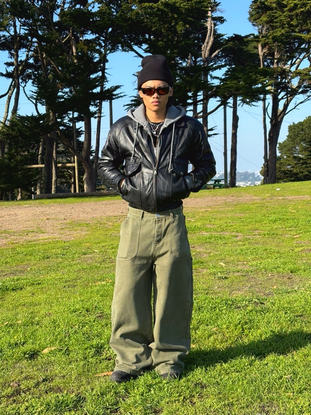 Heavy Olive Canvas Loose Fit Cargo Pants