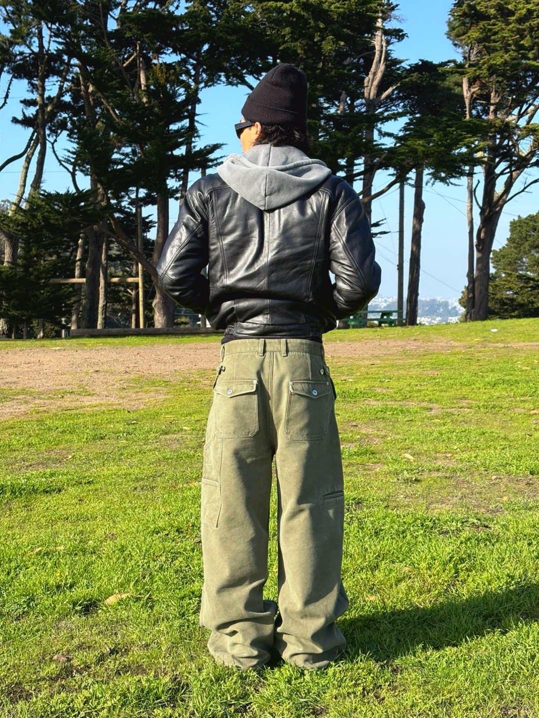 Heavy Olive Canvas Loose Fit Cargo Pants