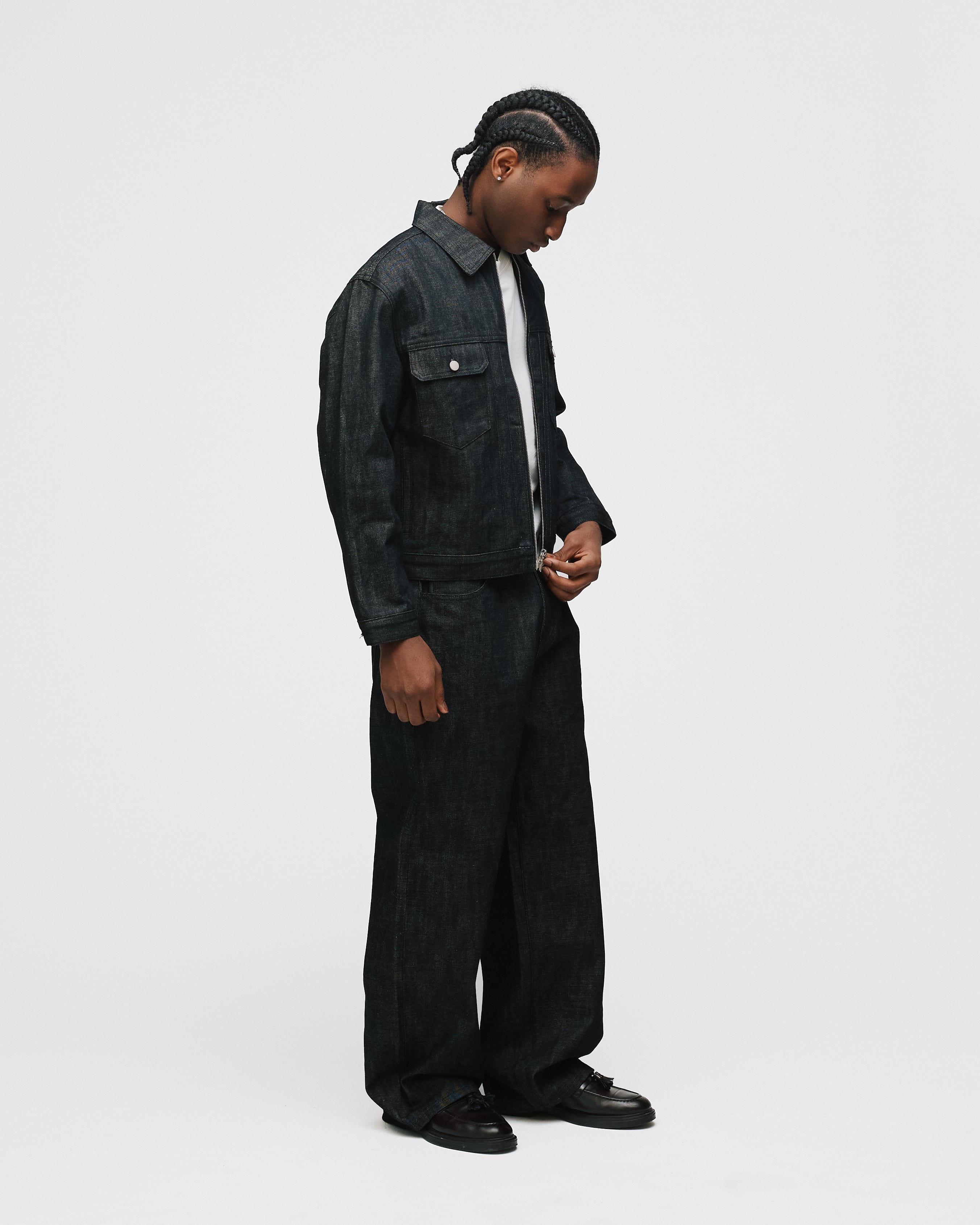Black Loose Raw Denim Jeans