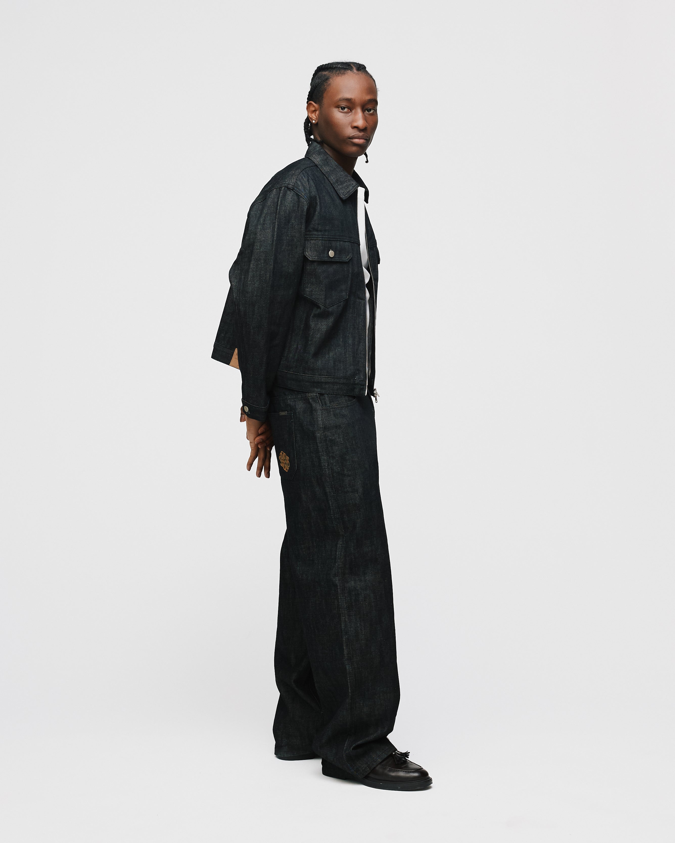 Black Loose Raw Denim Jeans