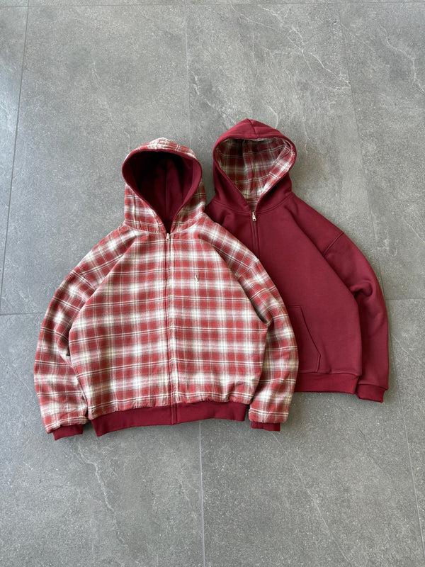 REVERSIBLE DOUBLE HOOD ZIP-HOODIE