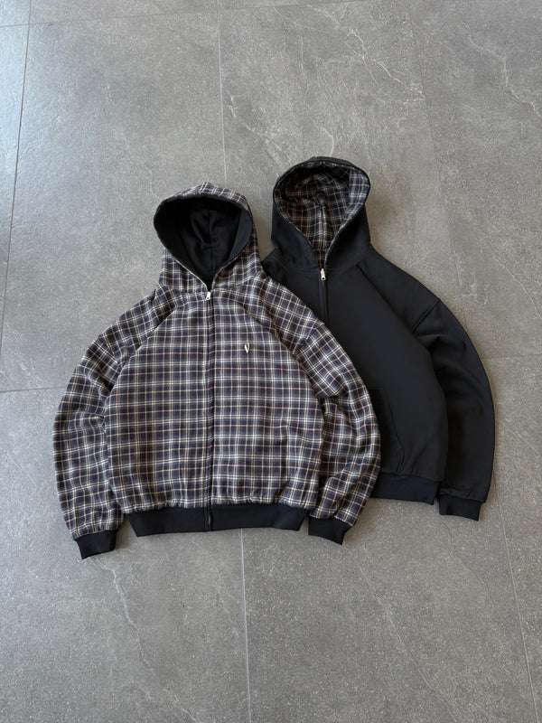 REVERSIBLE DOUBLE HOOD ZIP-HOODIE