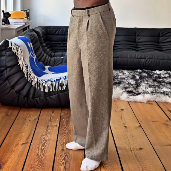 PLEATED WOOL PANTS