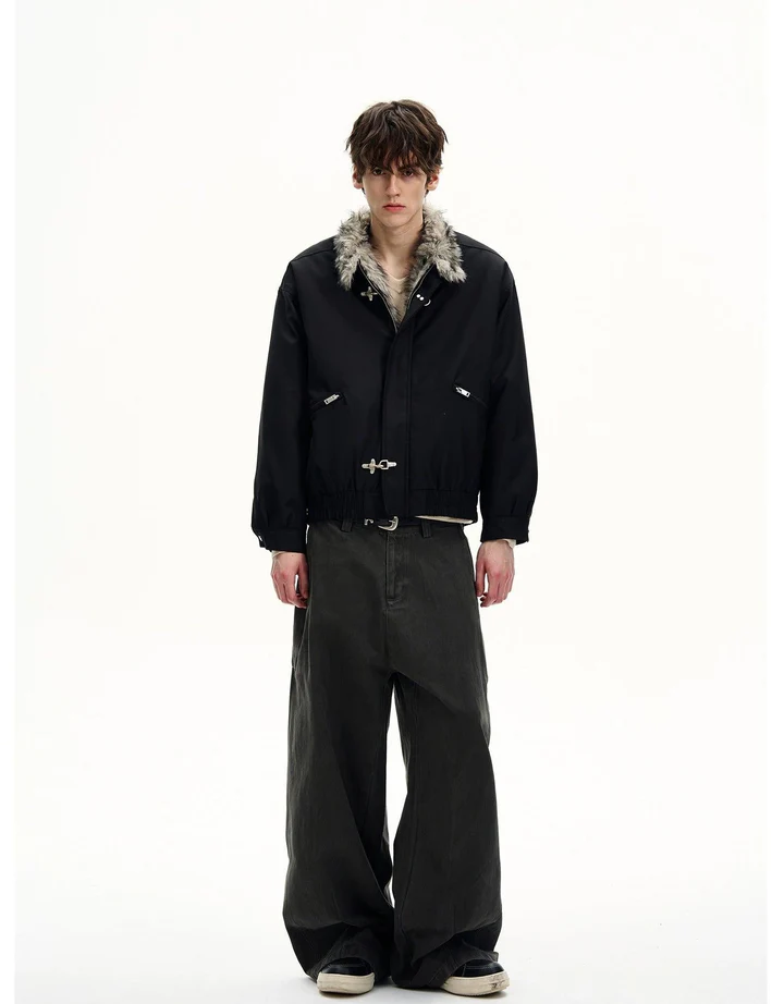 FURRY COLLAR FIREMAN CLASP JACKET