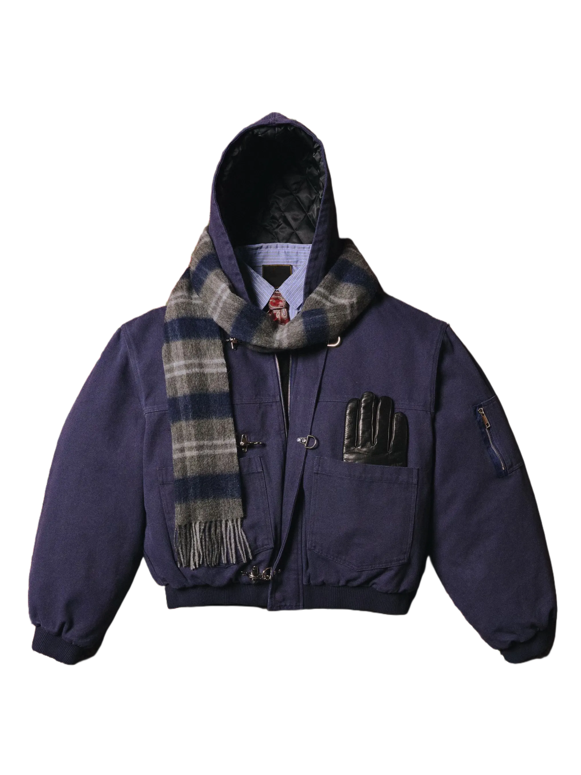 15OZ INDIGO CANVAS CLASP BOMBER JACKET