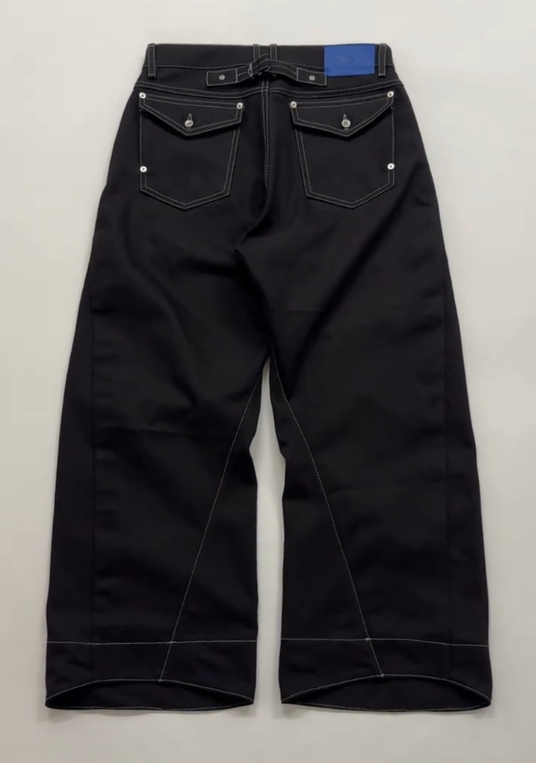 Contrast Stitch Wide Leg Denim Flare Jeans