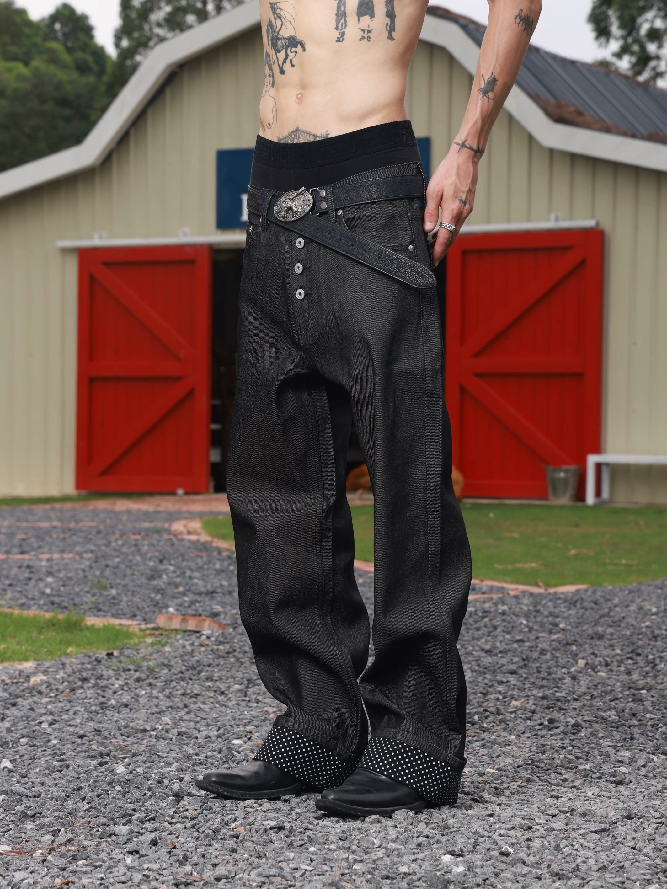 Polka Dot Cuffed Denims