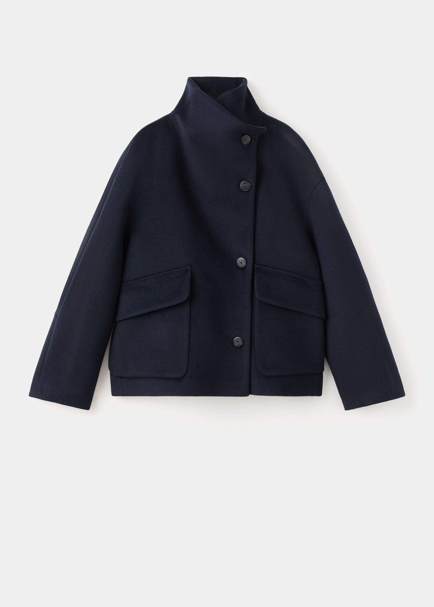 WOOL FUNNEL-NECK COAT