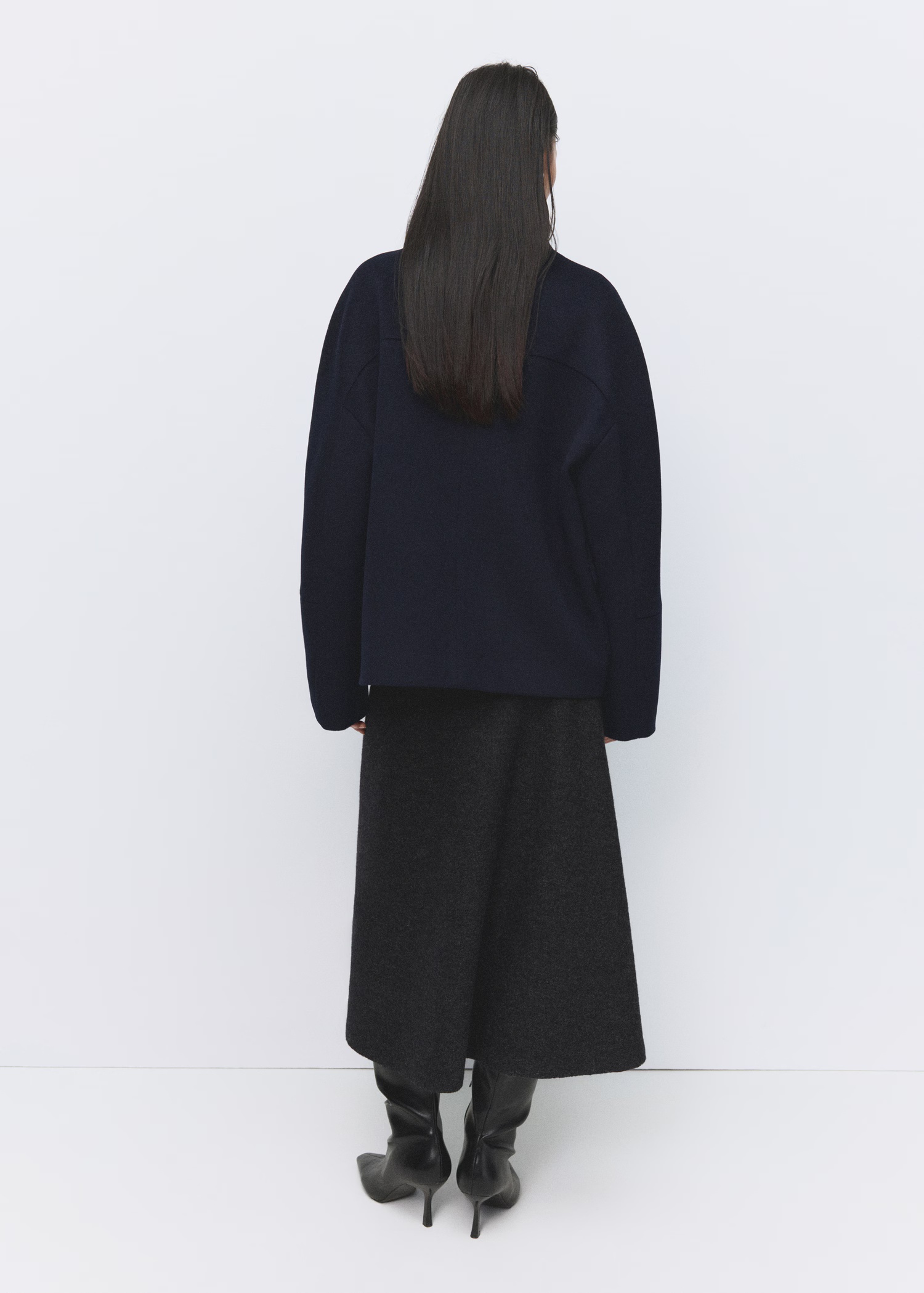 WOOL FUNNEL-NECK COAT
