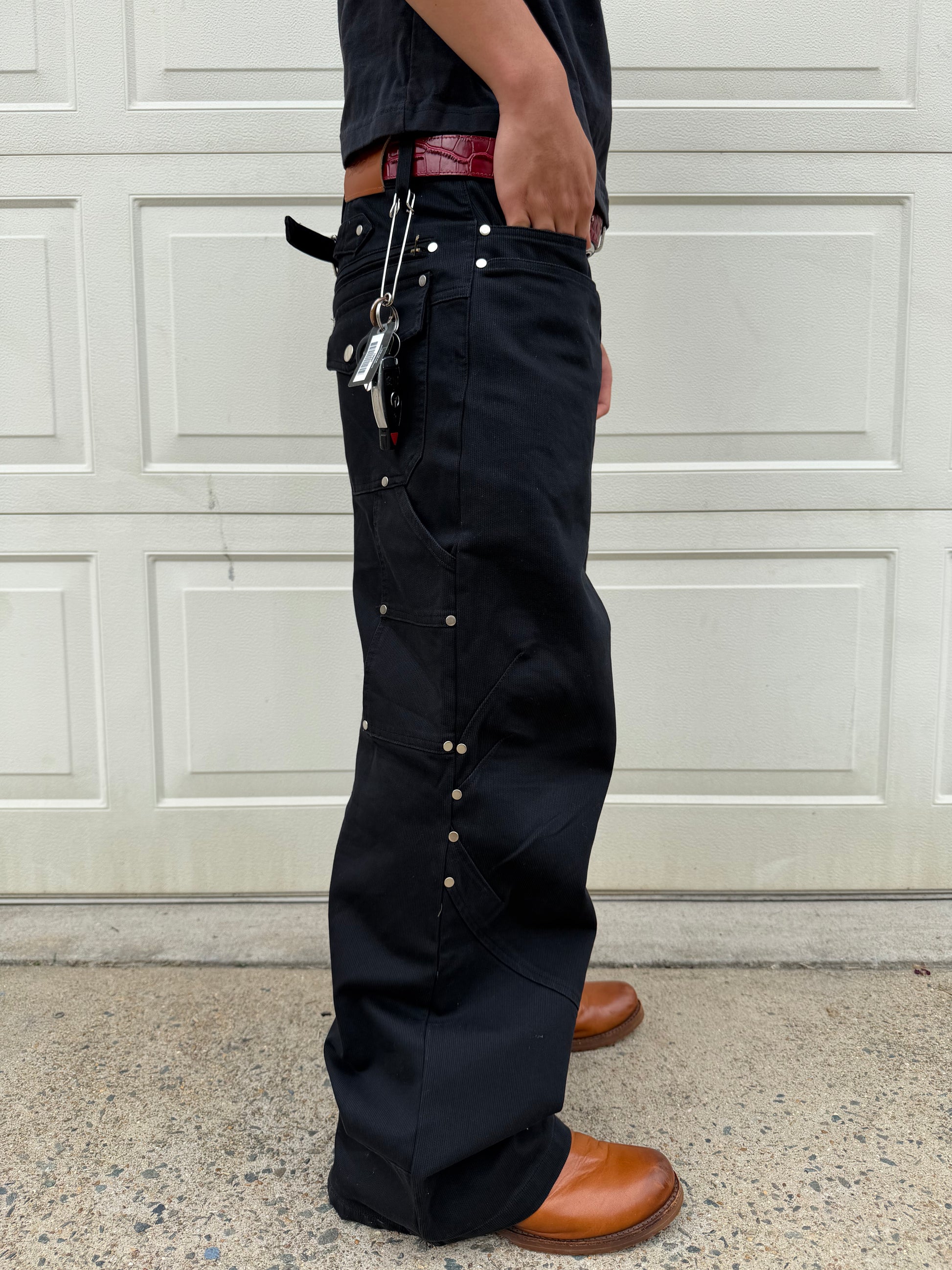 Rivet Multi-Pocket Wide Leg Cargo Pants