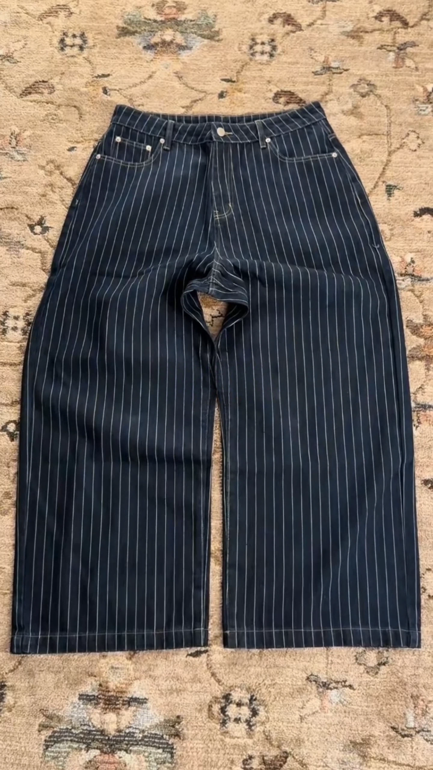 PINSTRIPE WIDE LEG DENIM
