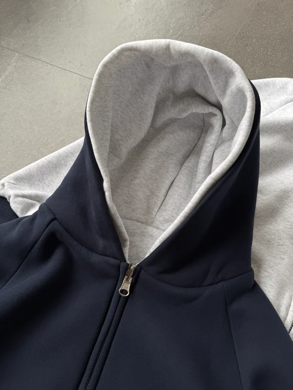 REVERSIBLE DOUBLE HOOD ZIP-HOODIE