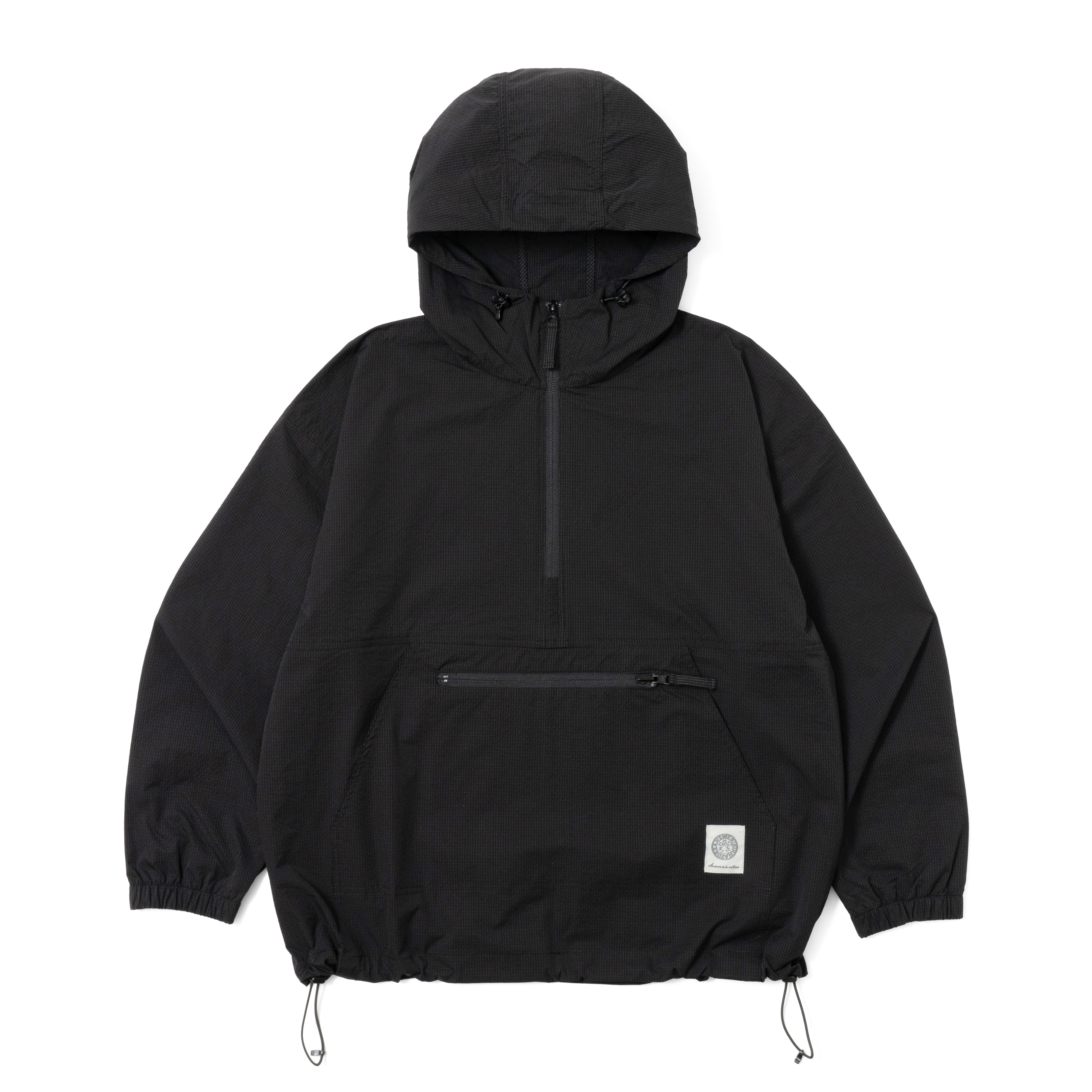 Half Zip Grid Anorak Hooded Windbreaker