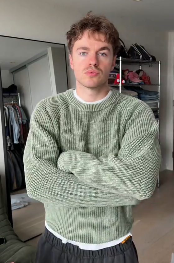 Men Vintage Washed Knit Crew Neck Sweater