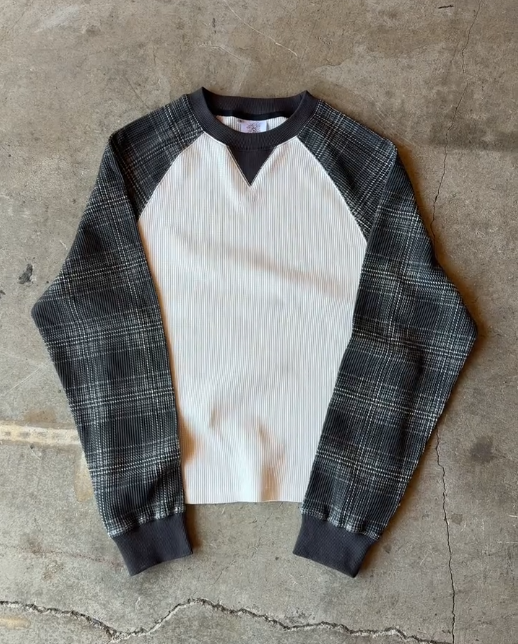 Waffle Patchwork Long Sleeve Top