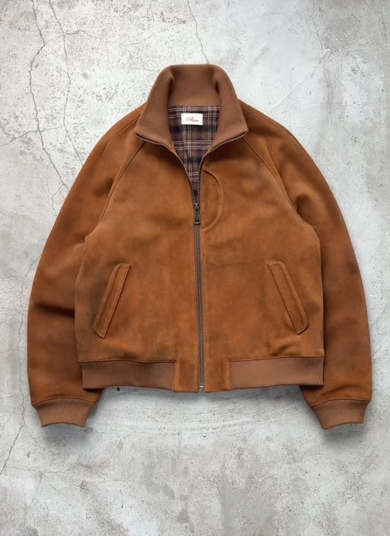 Men's Retro Suede Stand Collar Bomber Jacket