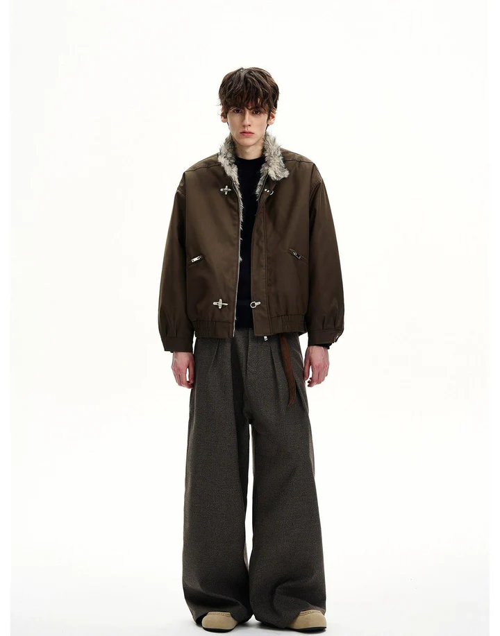 FURRY COLLAR FIREMAN CLASP JACKET