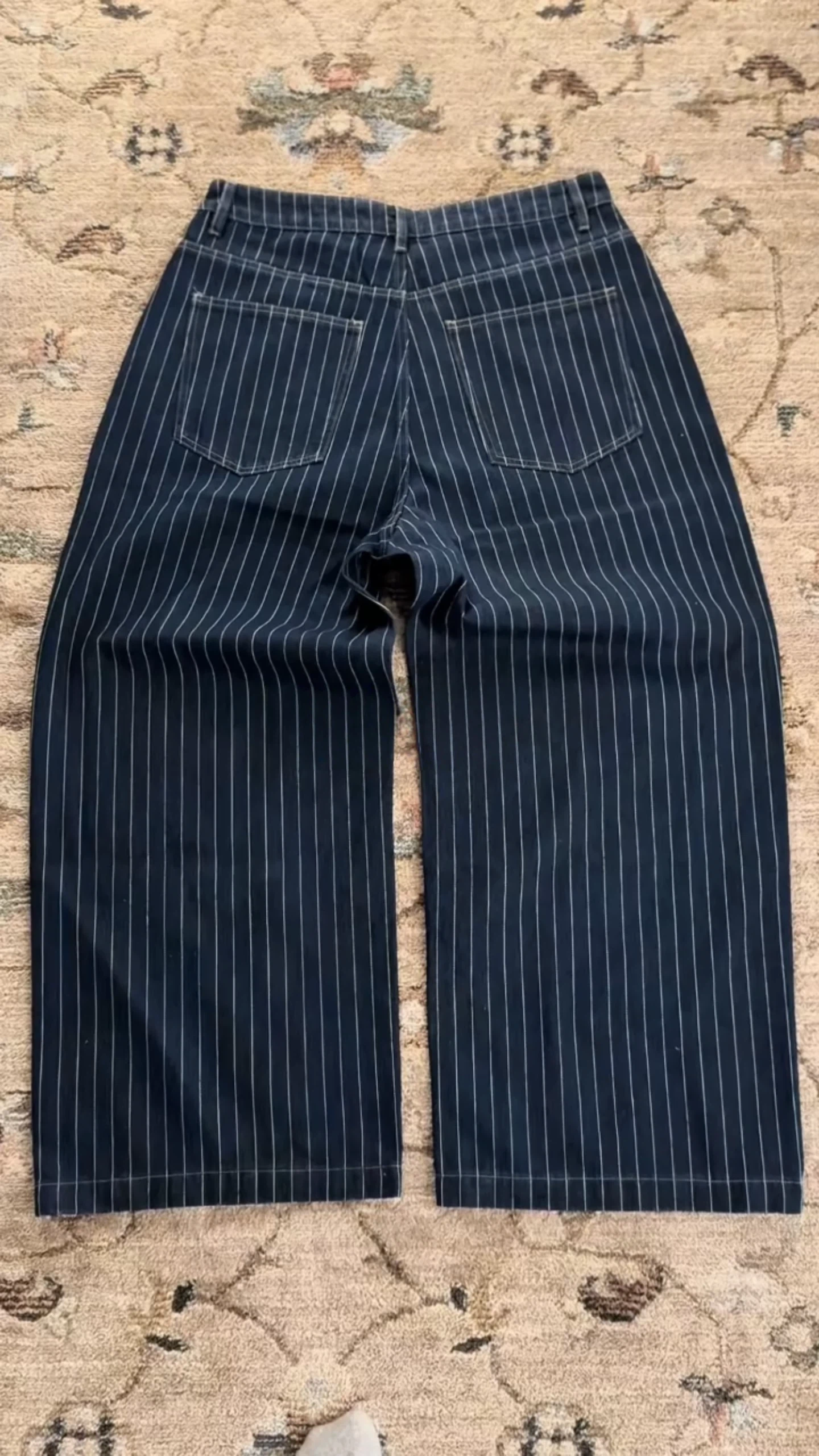 PINSTRIPE WIDE LEG DENIM
