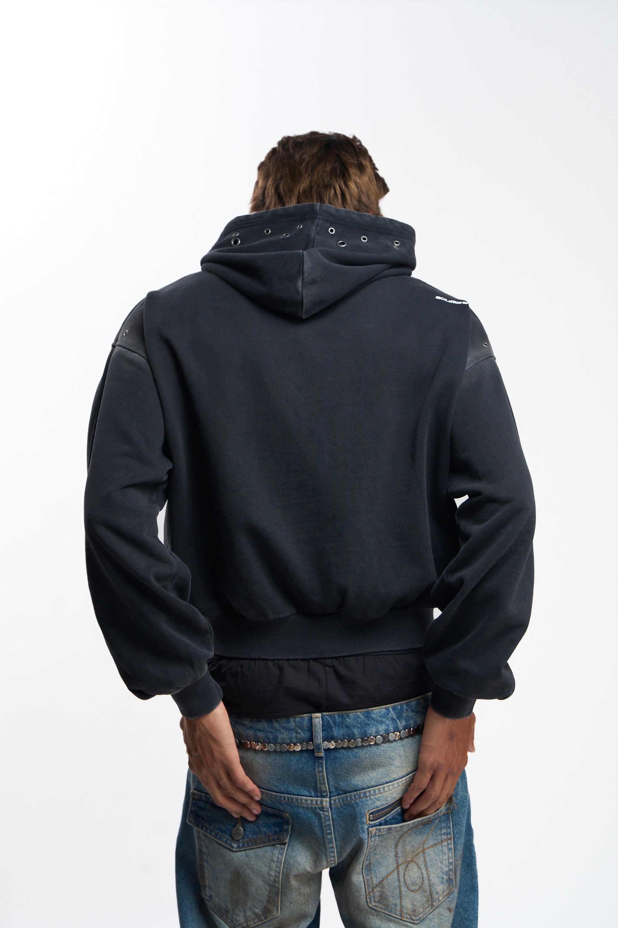 Washed Teal Metal Eyelet Hoodie