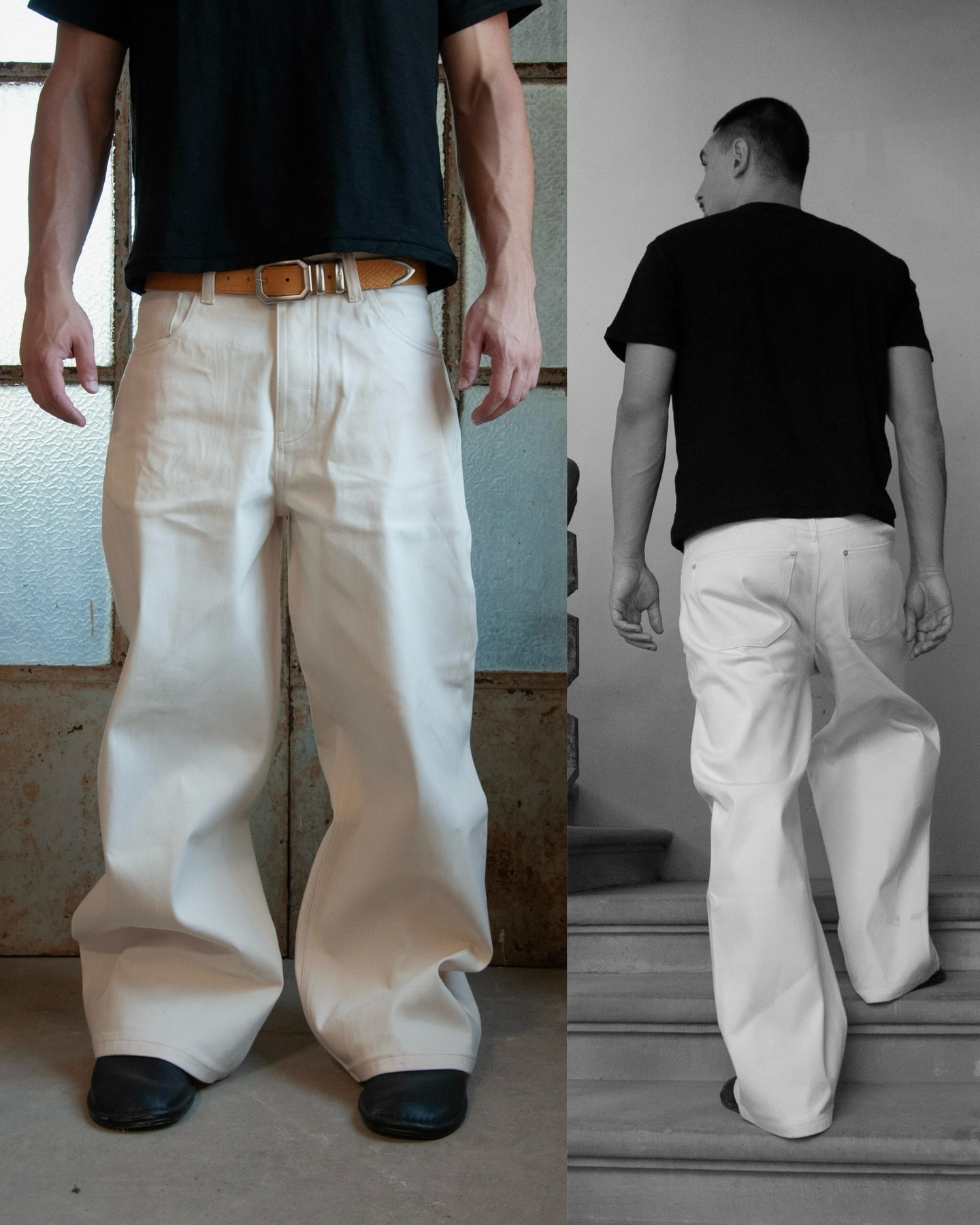 Off White Wide Leg Denim Jeans