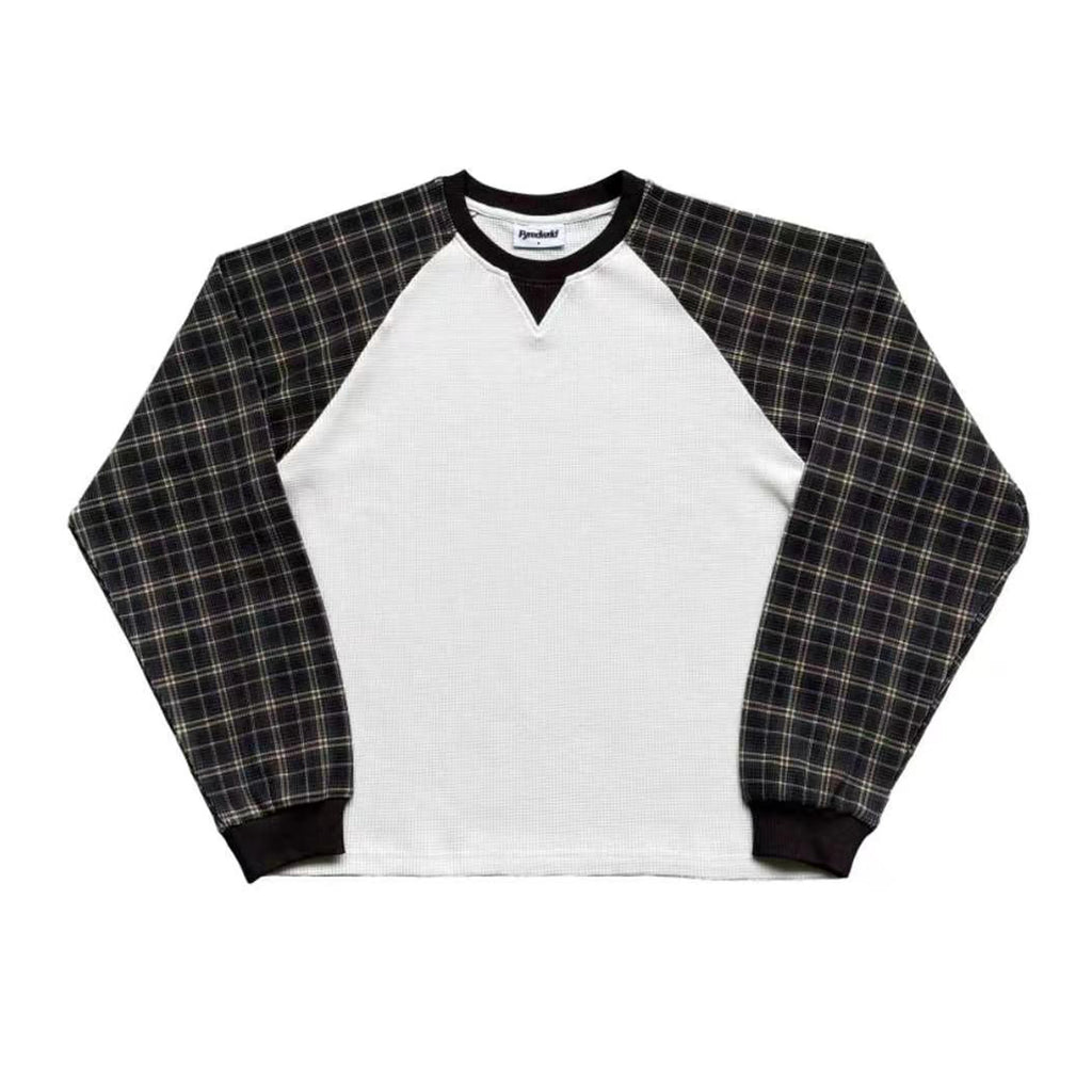 Waffle Patchwork Long Sleeve Top