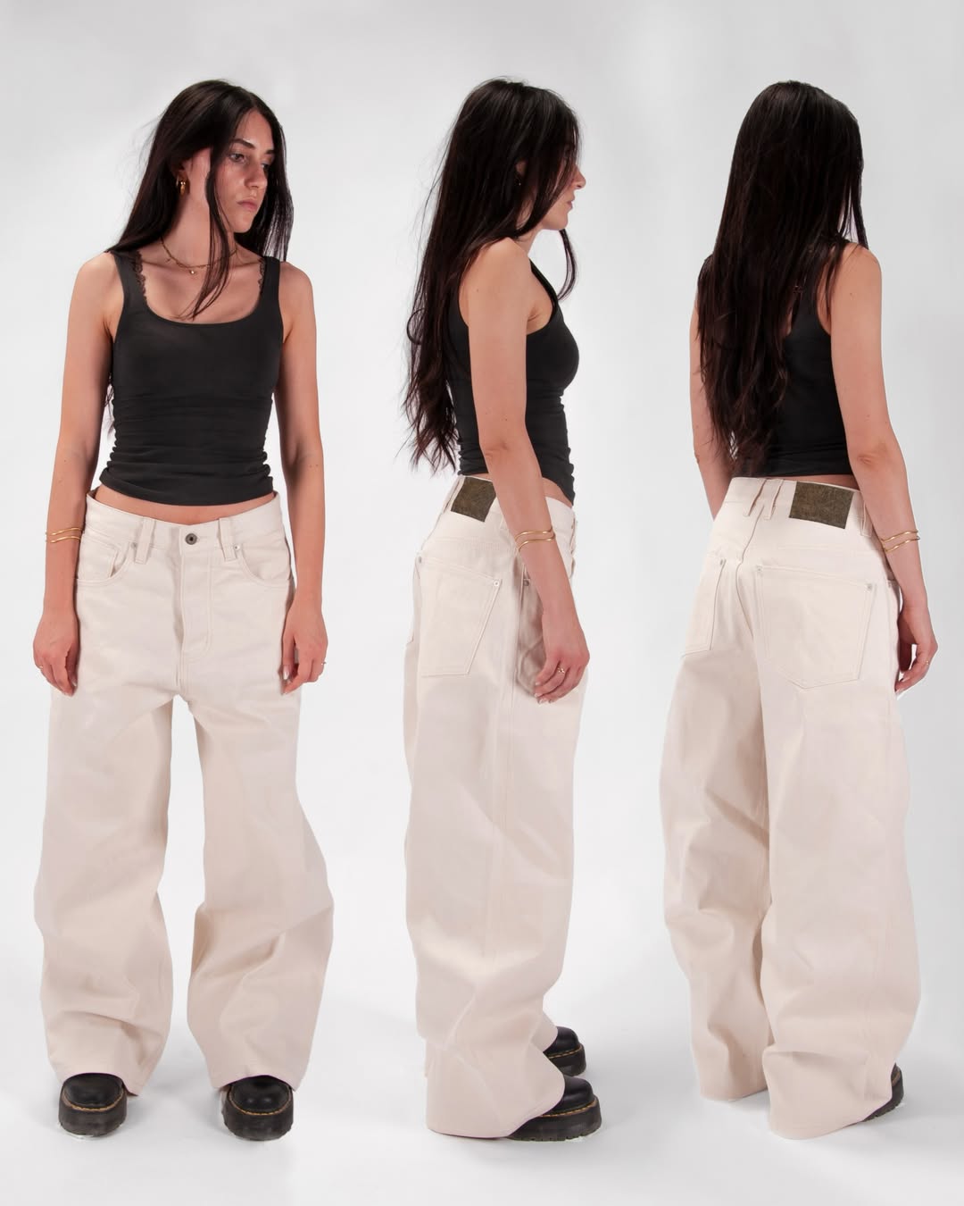 Off White Wide Leg Denim Jeans
