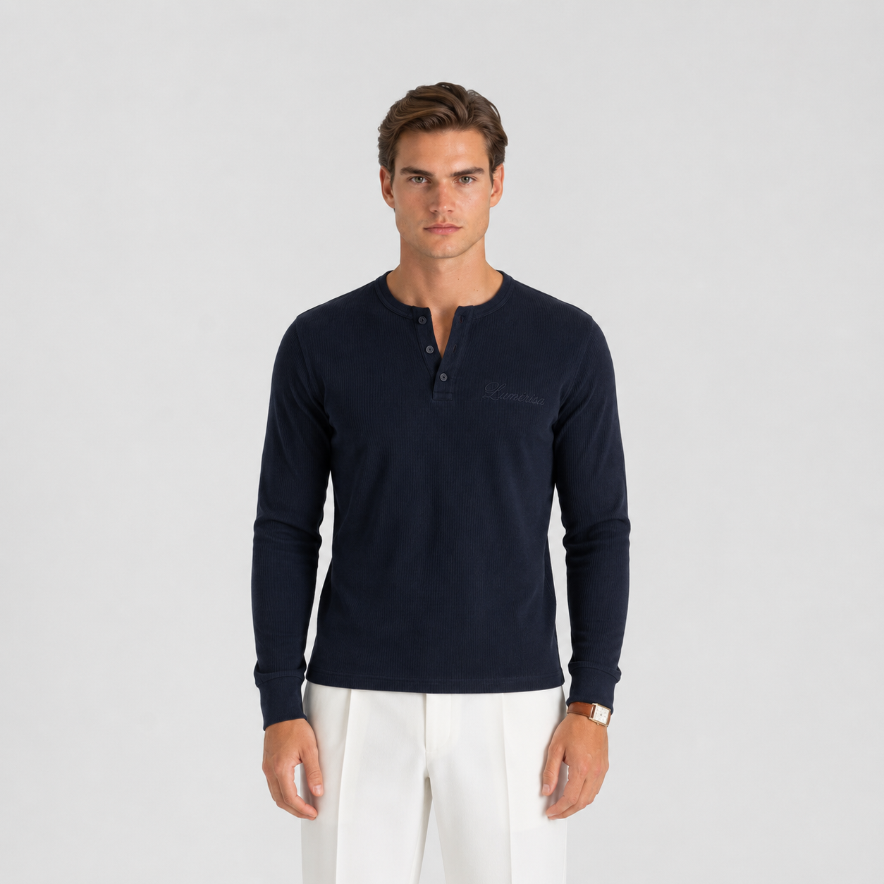 Ribbed Henley Shirt