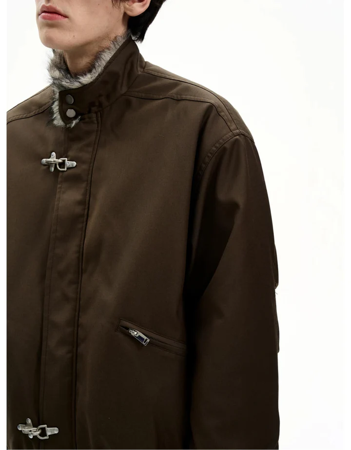 FURRY COLLAR FIREMAN CLASP JACKET