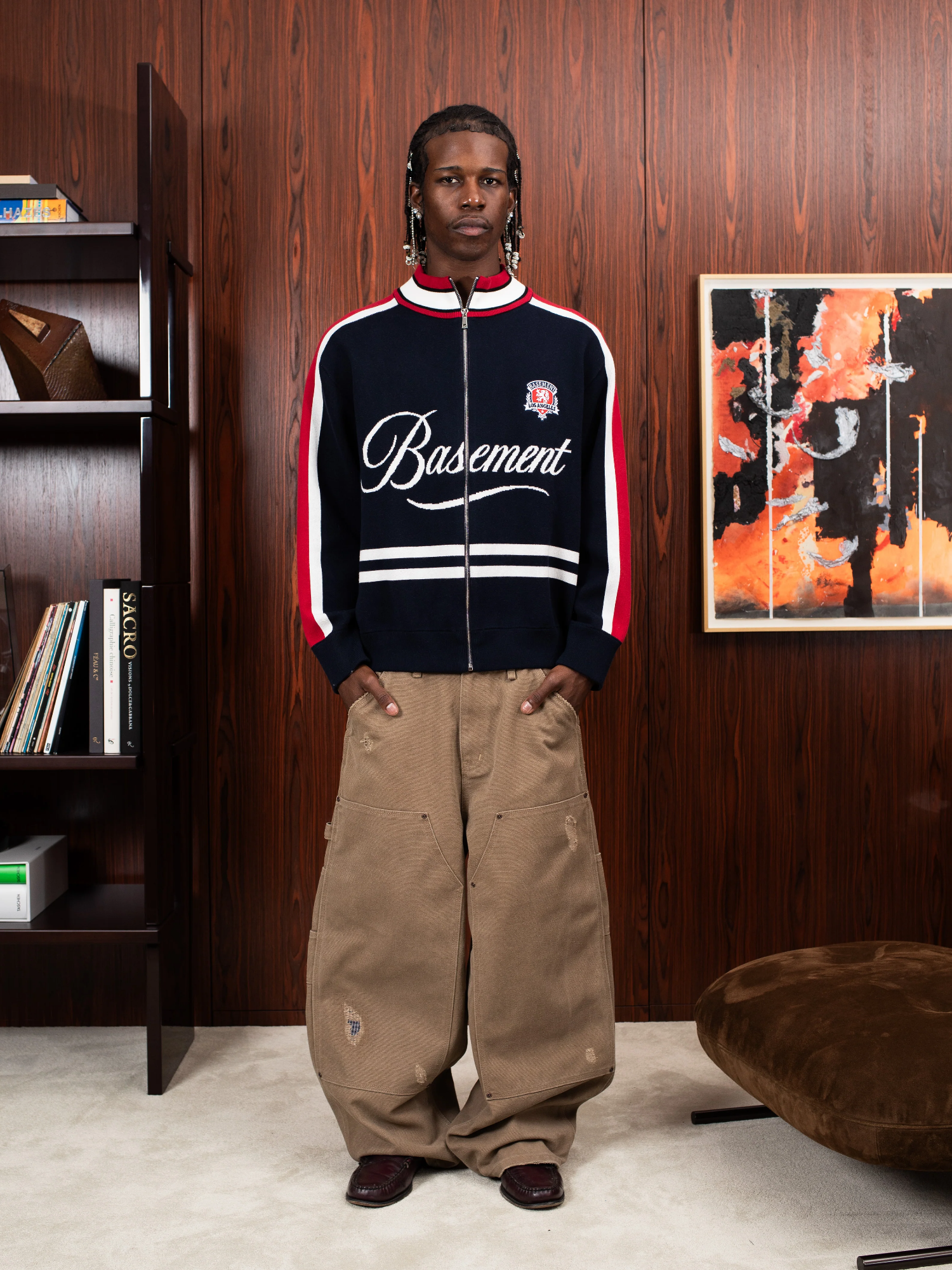 DISTRESSED DOUBLE-KNEE WORKWEAR PANTS