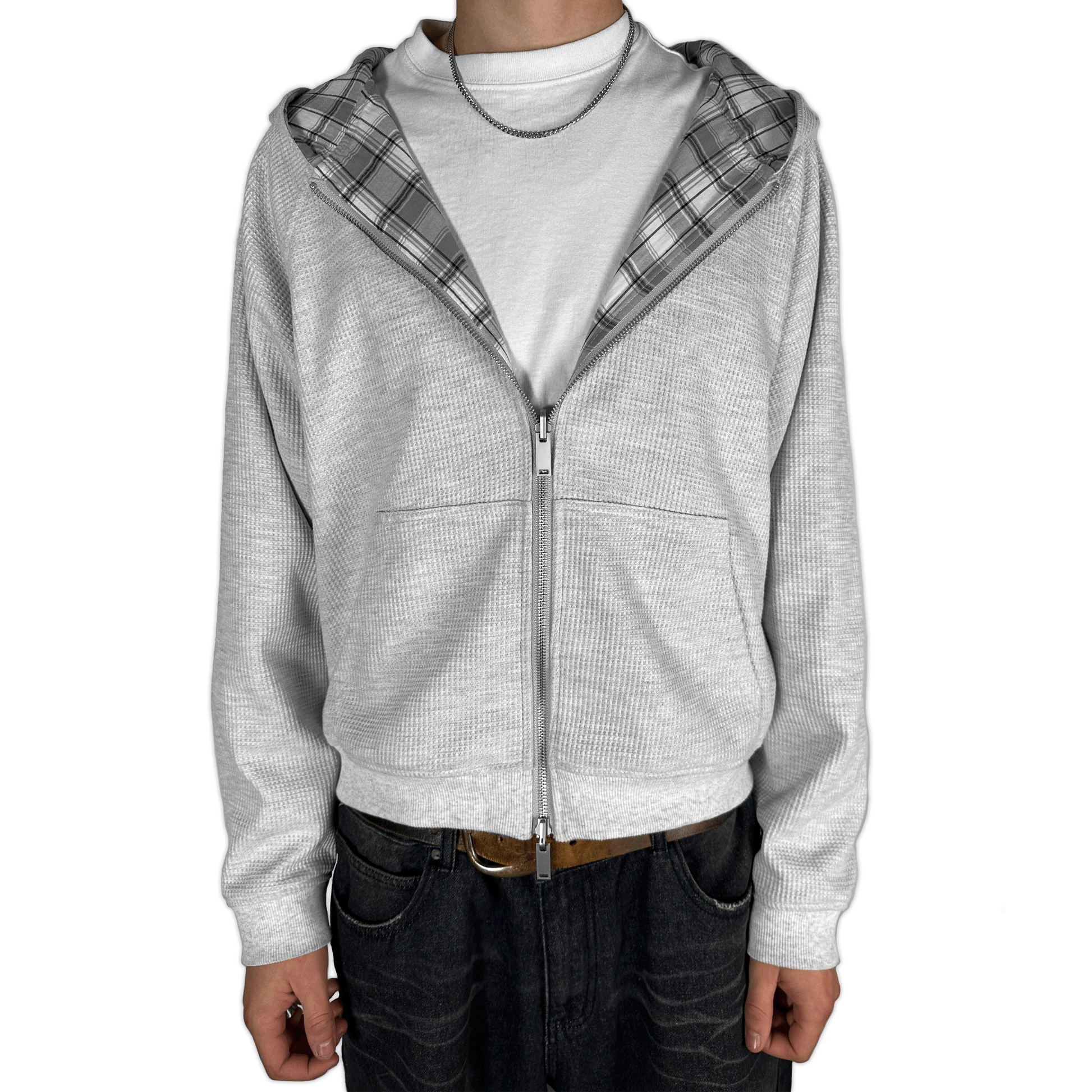 Black&Grey Flannel Hoodie