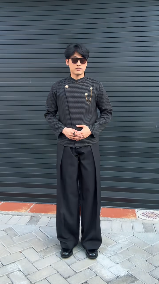 Adjustable Button Suit Pants