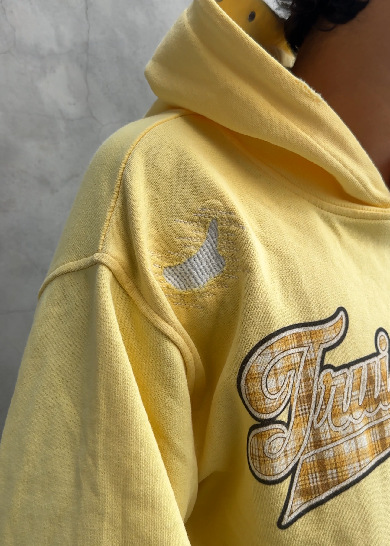 Vintage Script Graphic Distressed Hoodie