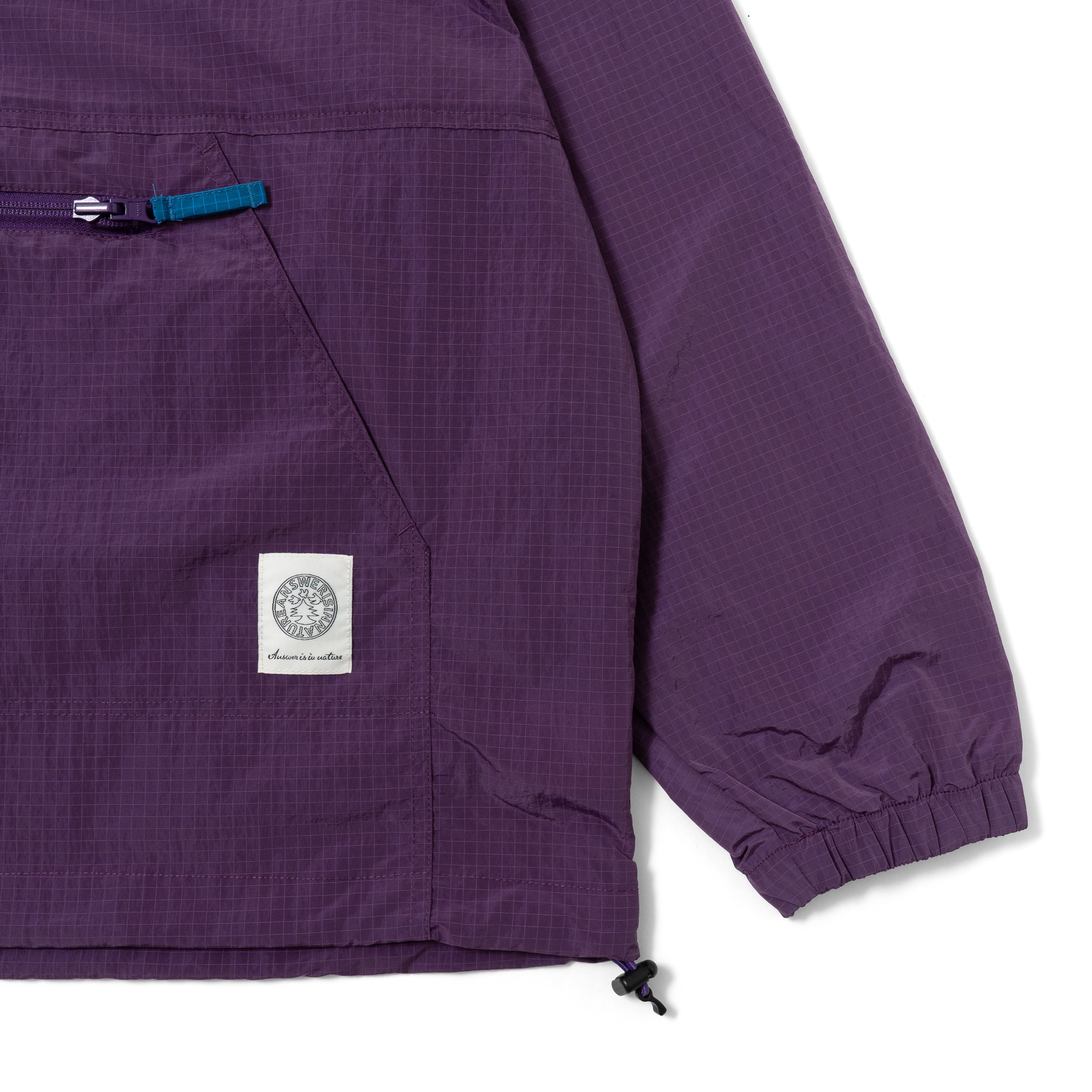 Half Zip Grid Anorak Hooded Windbreaker
