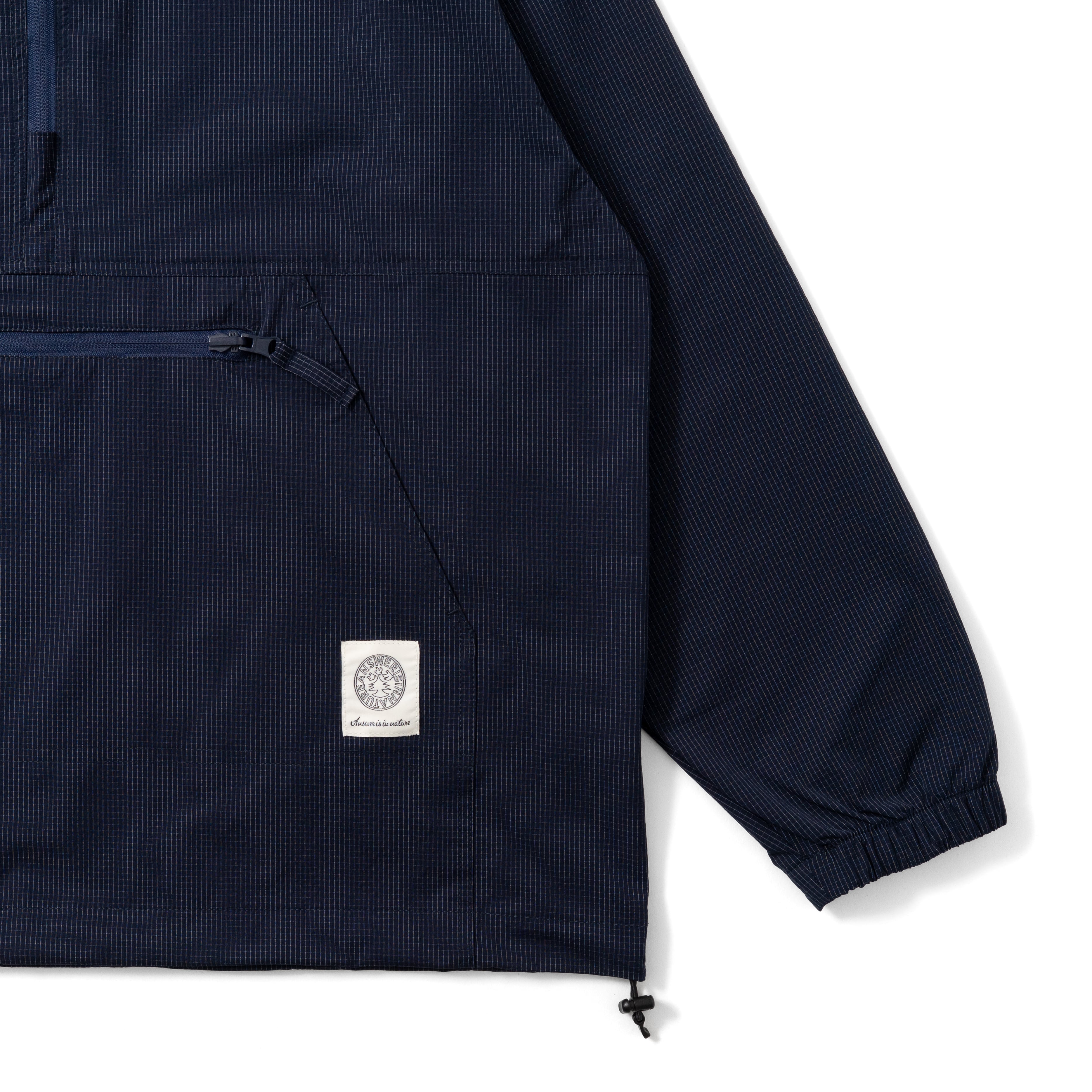 Half Zip Grid Anorak Hooded Windbreaker