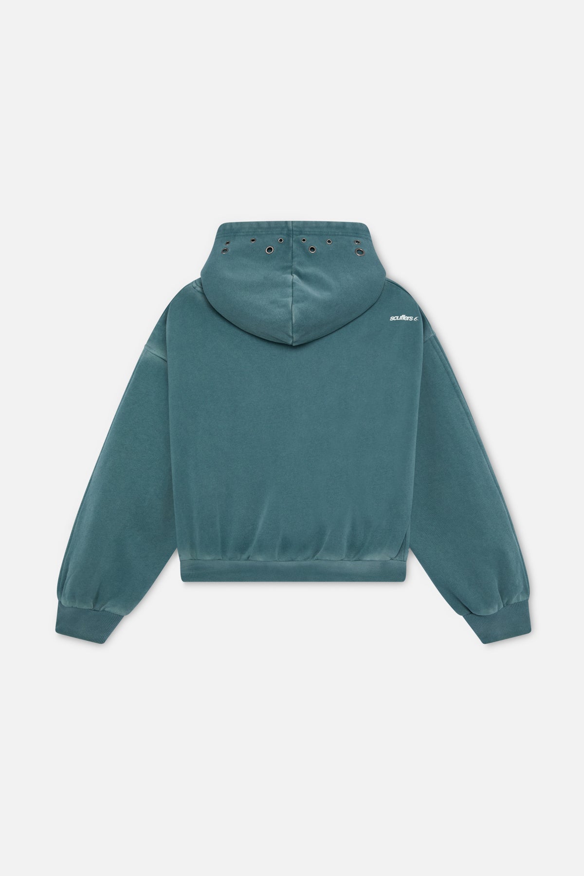 Washed Teal Metal Eyelet Hoodie
