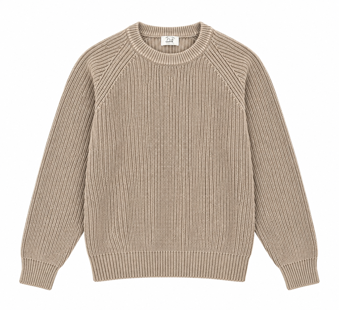 Men Vintage Washed Knit Crew Neck Sweater