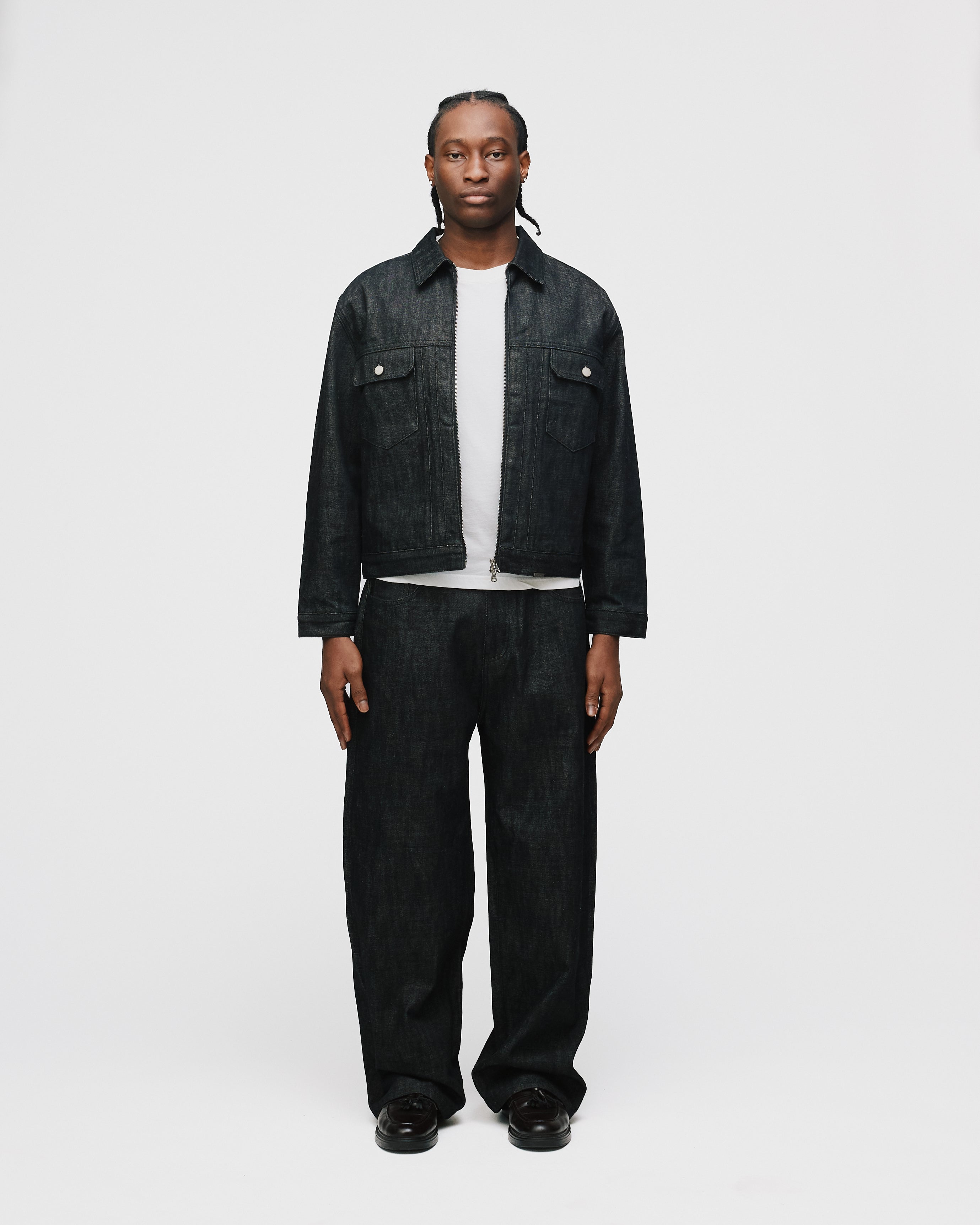 Black Loose Raw Denim Jeans