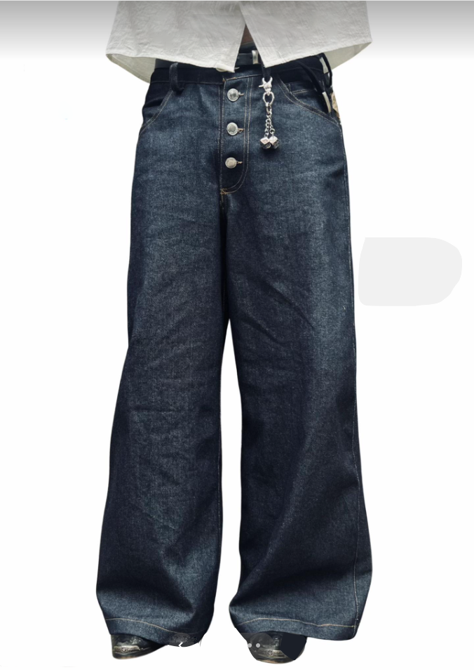 Loose Fit Wide Leg Denim Pants