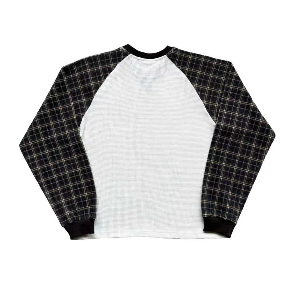 Waffle Patchwork Long Sleeve Top