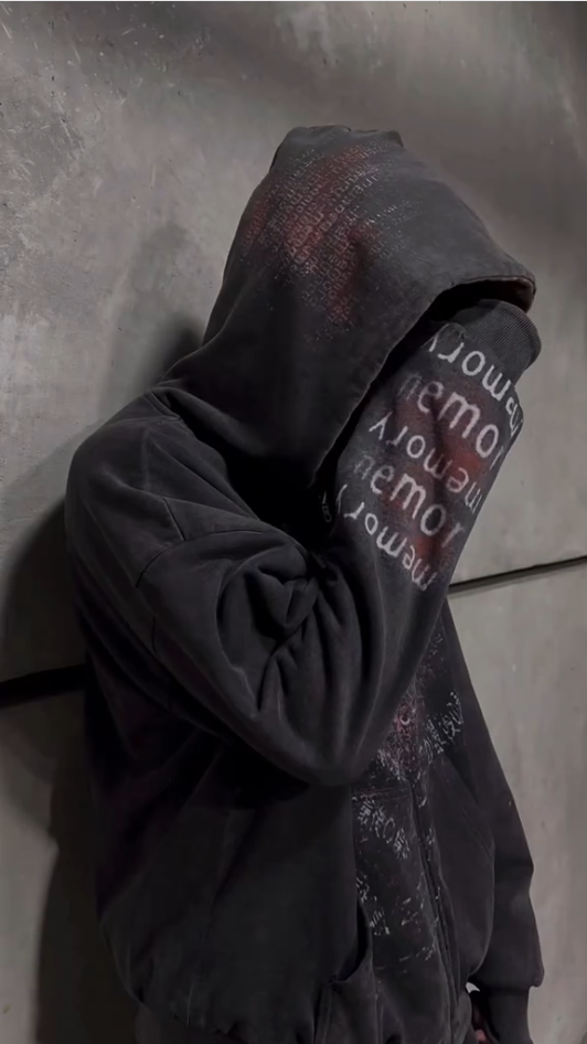 Reversible Washed Graphic Zip‑Up Hoodie