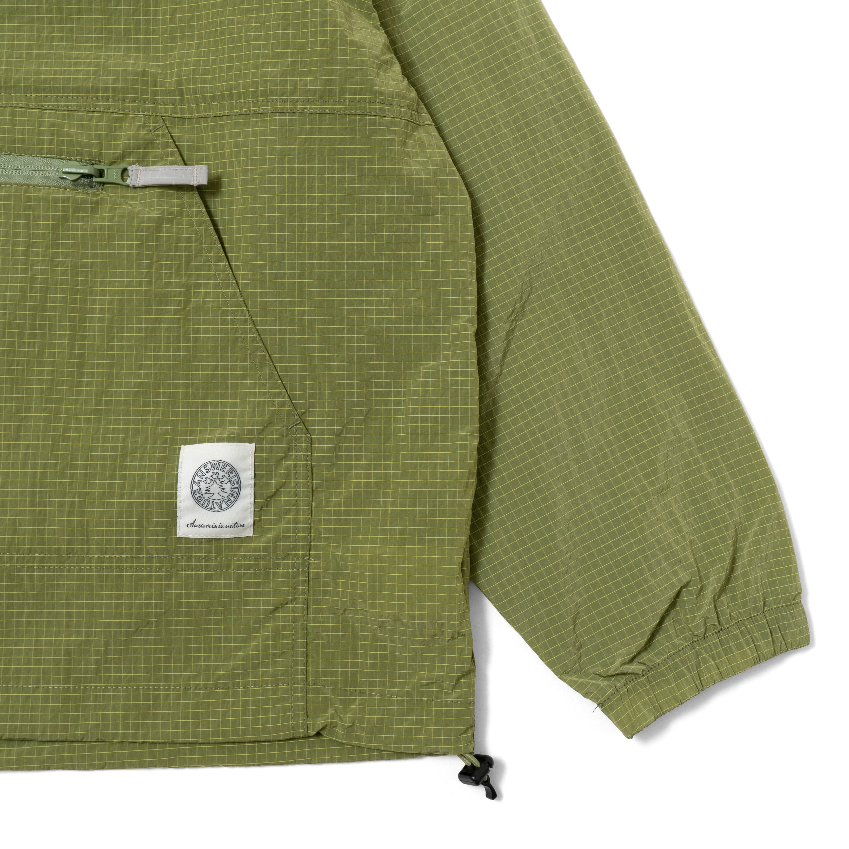 Half Zip Grid Anorak Hooded Windbreaker