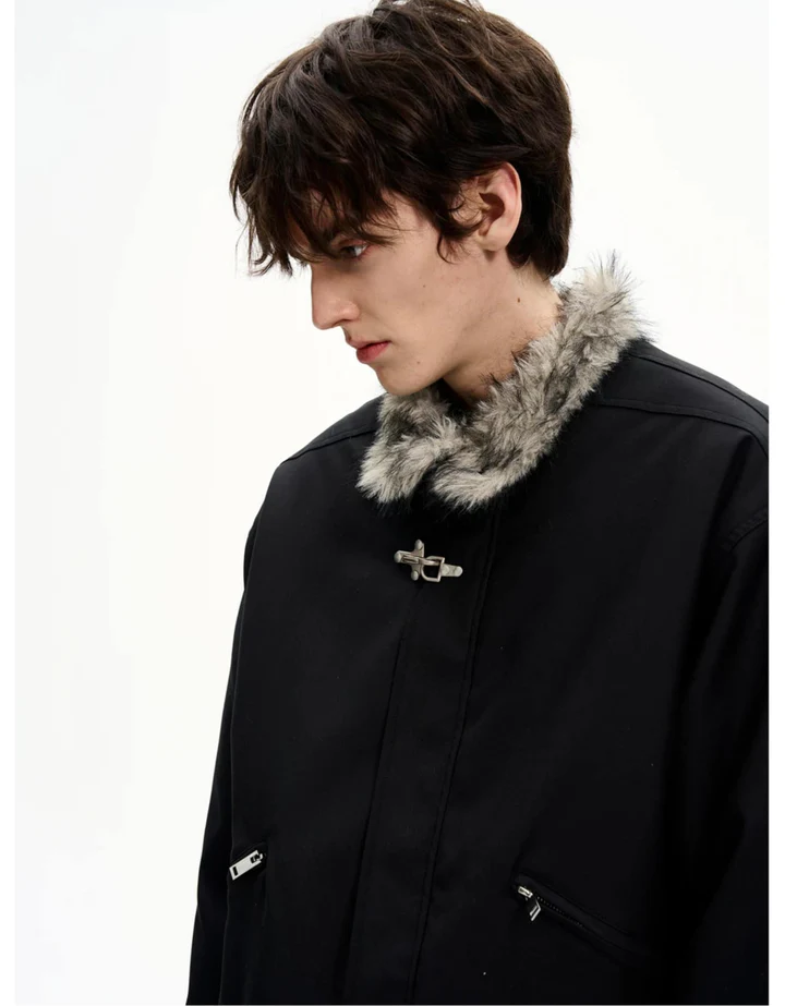 FURRY COLLAR FIREMAN CLASP JACKET