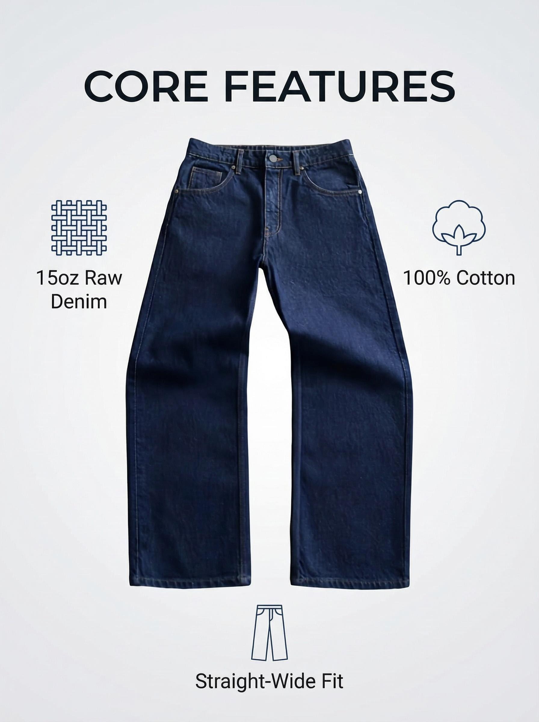 TOKYO RAW STRAIGHT-WIDE JEANS