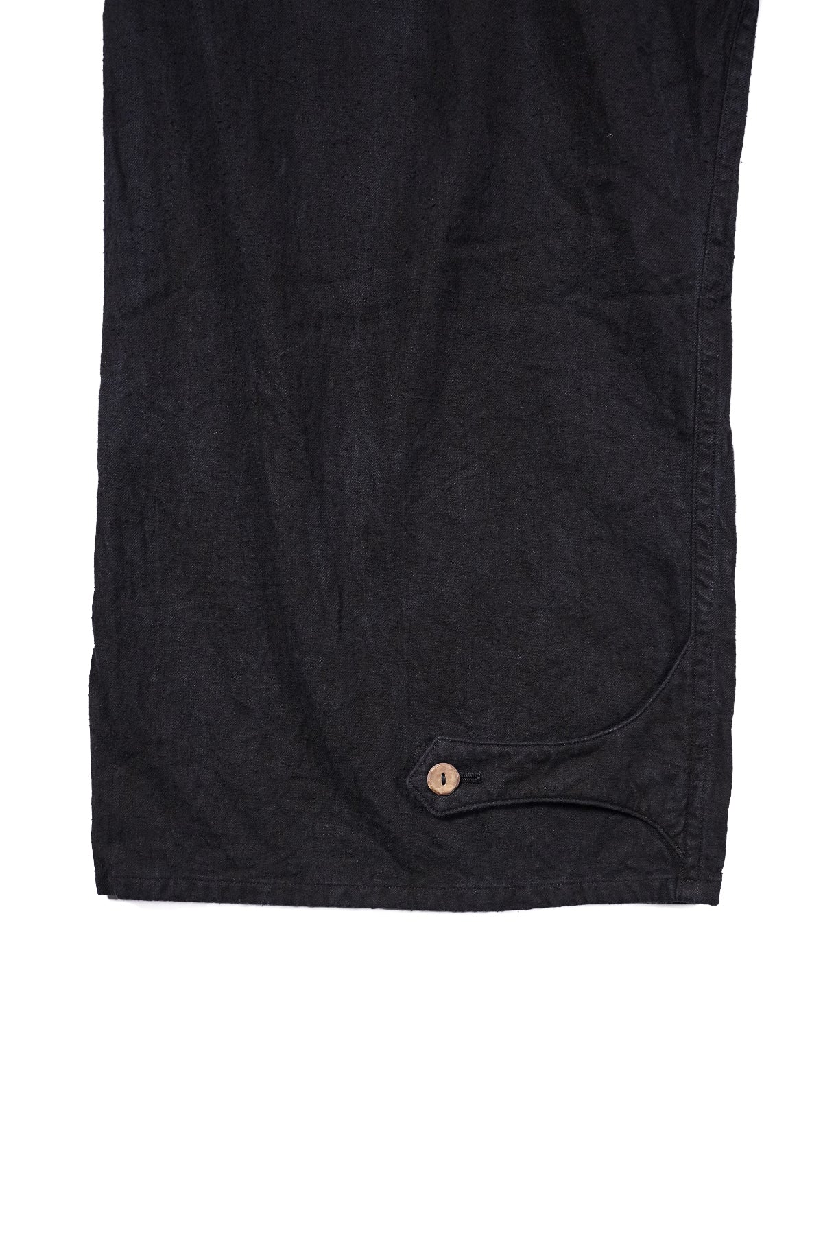 Distressed Retro Linen Cropped Trousers Back Buckle Waist Design